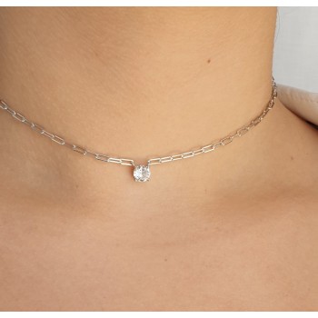 NSA|NALBORI collana choker zircone tondo argento 925 graffette