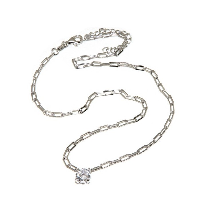 NSA|NALBORI round zircon choker 925 silver staples necklace