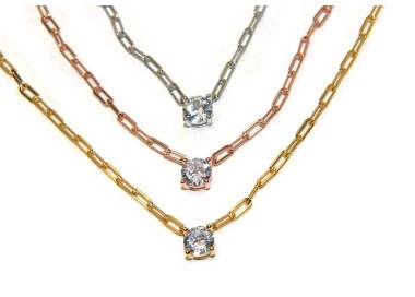 NSA|NALBORI round zircon choker 925 silver staples necklace