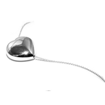 NSA|woman choker necklace with large looped heart in 925 sterling silver handcrafted