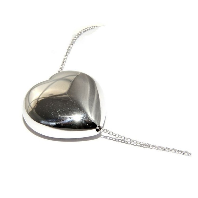 NSA|woman choker necklace with large looped heart in 925 sterling silver handcrafted