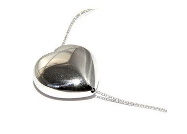 NSA|woman choker necklace with large looped heart in 925 sterling silver handcrafted