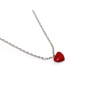 NSA|NALBORI woman necklace 925 silver red enameled heart