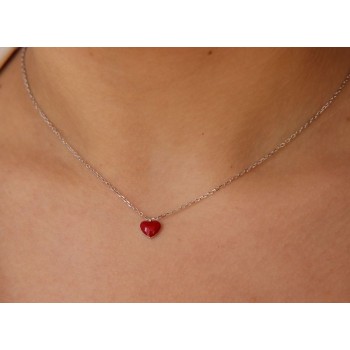 NSA|NALBORI woman necklace 925 silver red enameled heart