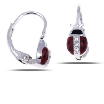 NSA|Orecchini argento 925 monachella coccinella rossa zirconi