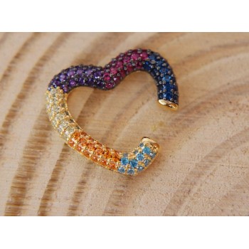 NSA|Heart tragus in 925 silver, yellow gold plated, without hole, zircons