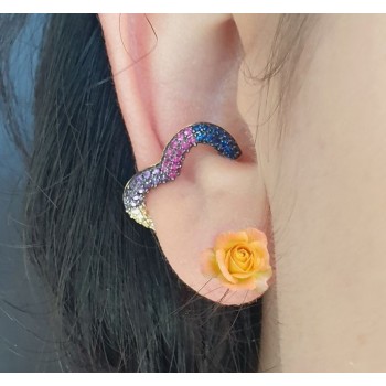 NSA|Heart tragus in 925 silver, yellow gold plated, without hole, zircons
