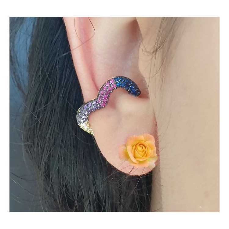 NSA|Heart tragus in 925 silver, yellow gold plated, without hole, zircons