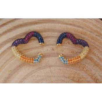 NSA|trago in argento 925 a cuore bagno oro giallo con zirconi no foro