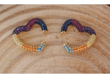 NSA|Heart tragus in 925 silver, yellow gold plated, without hole, zircons