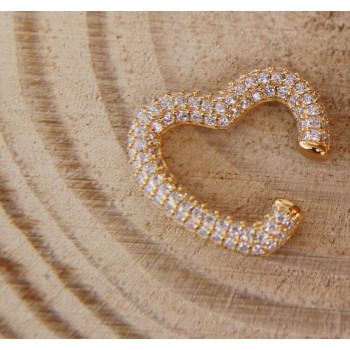 NSA|Heart tragus in 925 silver, yellow gold plated, without hole, zircons