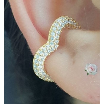 NSA|Heart tragus in 925 silver, yellow gold plated, without hole, zircons white