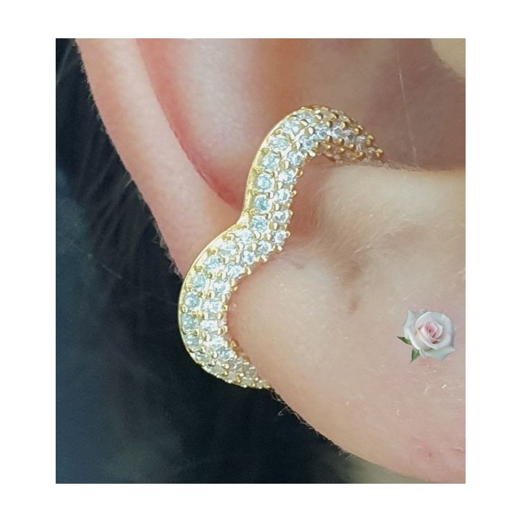 NSA|Heart tragus in 925 silver, yellow gold plated, without hole, zircons white