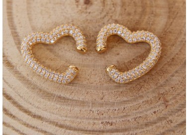 NSA|trago in argento 925 a cuore bagno oro giallo con zirconi no foro