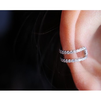 NSA|Tragus 2 rows in 925 silver rose gold rhodium plating without hole zircons