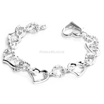 NSA|bracciale   donna argento chiaro con elementi a cuore