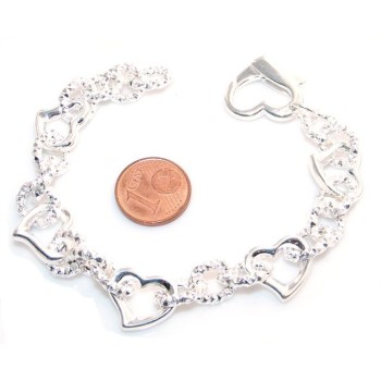 NSA|bracciale   donna argento chiaro con elementi a cuore