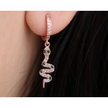 NSA|NALBORI 925 silver earrings snake pendants with zircons