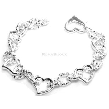 NSA|bracciale   donna argento chiaro con elementi a cuore