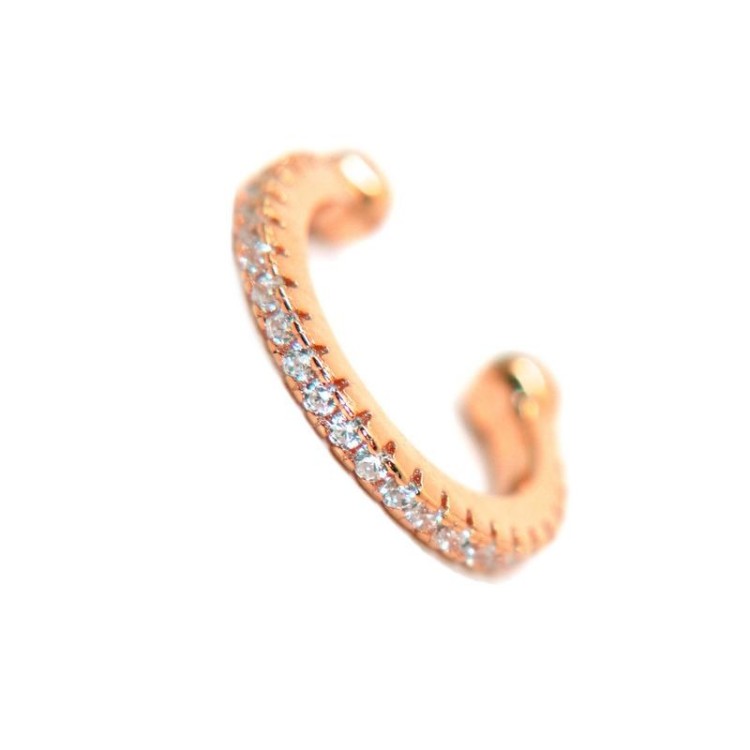 NSA|yellow rose gold plated 925 silver tragus with white colored zircons