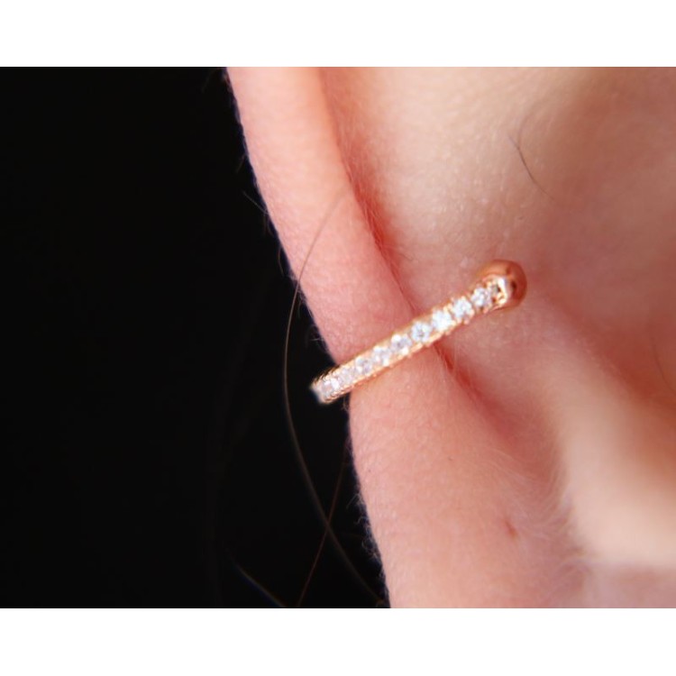 NSA|yellow rose gold plated 925 silver tragus with white colored zircons