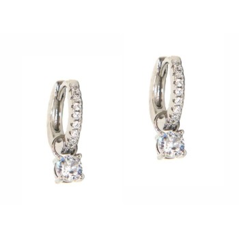 NSA|925 silver hoops earrings with double use zircon pendants