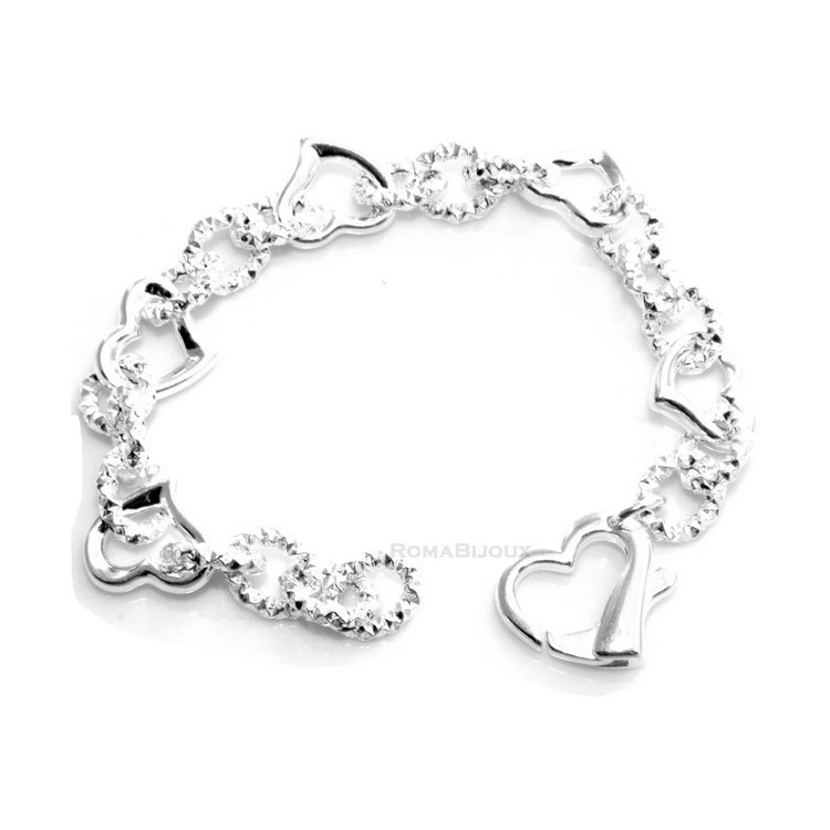 NSA|bracciale   donna argento chiaro con elementi a cuore