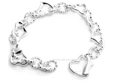 NSA|bracciale   donna argento chiaro con elementi a cuore