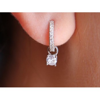 NSA|925 silver hoops earrings with double use zircon pendants