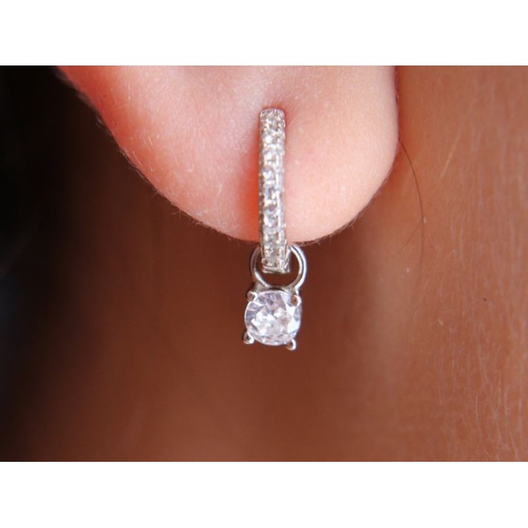 NSA|925 silver hoops earrings with double use zircon pendants