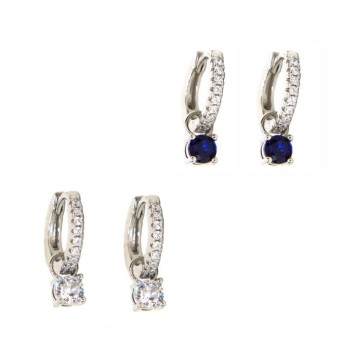 NSA|925 silver hoops earrings with double use zircon pendants