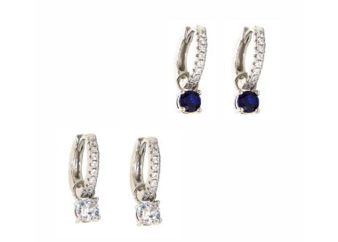 NSA|925 silver hoops earrings with double use zircon pendants