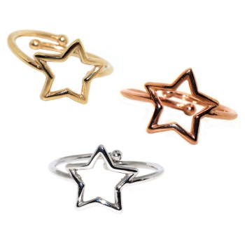 NSA|Anello argento 925 stella regolabile placcato oro giallo rosa