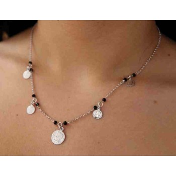 NSA|NALBORI Necklace 925 silver coins black rhodium