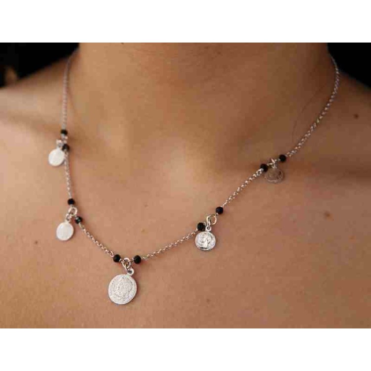NSA|NALBORI Necklace 925 silver coins black rhodium