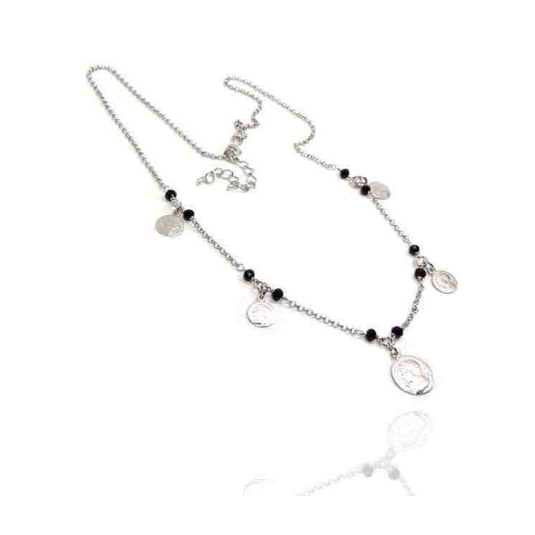 NSA|NALBORI Necklace 925 silver coins black rhodium