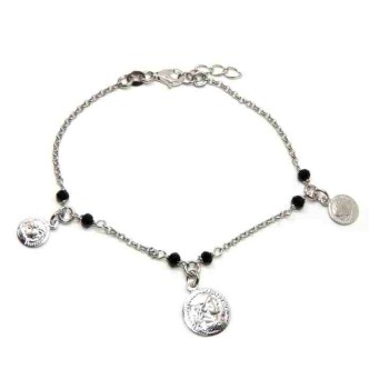 NSA|NALBORI Bracciale Argento 925 marsigliesi nero ciondoli monete