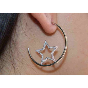 NSA|NALBORI 925 silver earrings circles with zircon stars