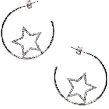 NSA|NALBORI 925 silver earrings circles with zircon stars