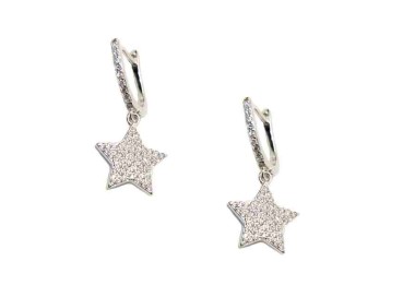 NSA|NALBORI orecchini a cerchio argento 925 con stelle di zirconi a ciondolo