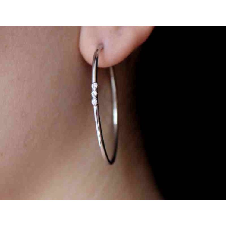 NSA|NALBORI earrings 925 silver circles 45 mm trilogy natural zircons