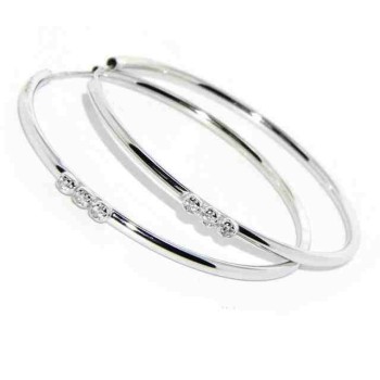 NSA|NALBORI earrings 925 silver circles 45 mm trilogy natural zircons