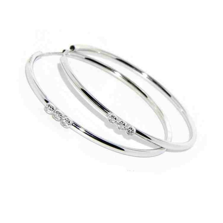 NSA|NALBORI earrings 925 silver circles 45 mm trilogy natural zircons