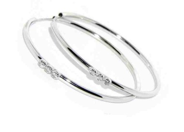 NSA|NALBORI earrings 925 silver circles 45 mm trilogy natural zircons