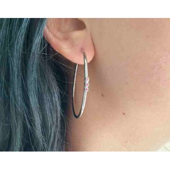 NSA|NALBORI 925 silver circles earrings 44mm trilogy cubic zirconia bayonet