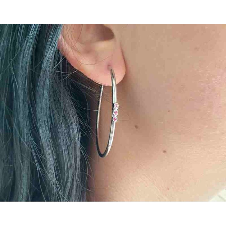 NSA|NALBORI 925 silver circles earrings 44mm trilogy cubic zirconia bayonet