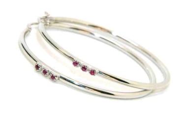 NSA|NALBORI 925 silver circles earrings 44mm trilogy cubic zirconia bayonet