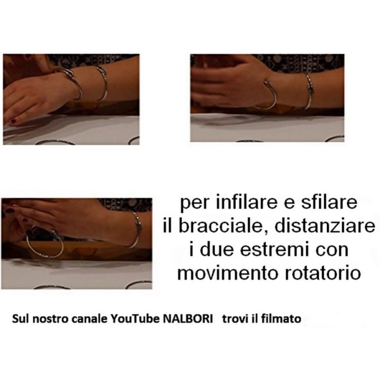 NSA|Bracciale argento 925 schiava aperto fiore zirconi rosso giallo donna