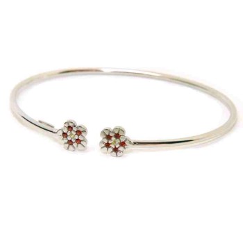 NSA|Bracelet 925 silver open slave flower red yellow zircons woman