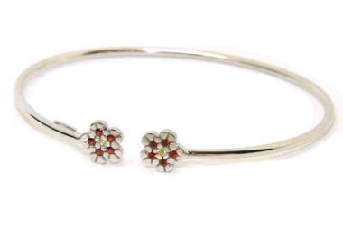 NSA|Bracciale argento 925 schiava aperto fiore zirconi rosso giallo donna